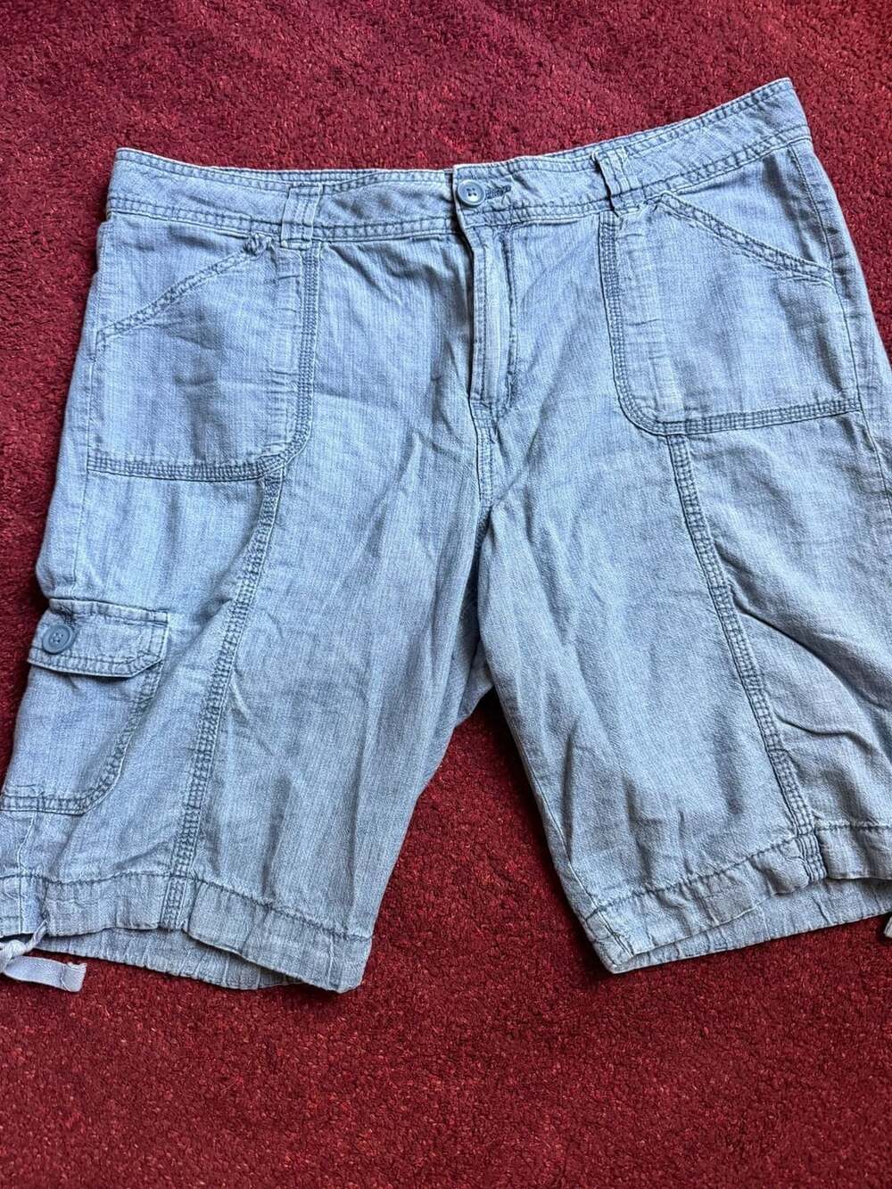 St. John's Bay Women's Size 12 Blue Cargo Drawstring Leg Shorts